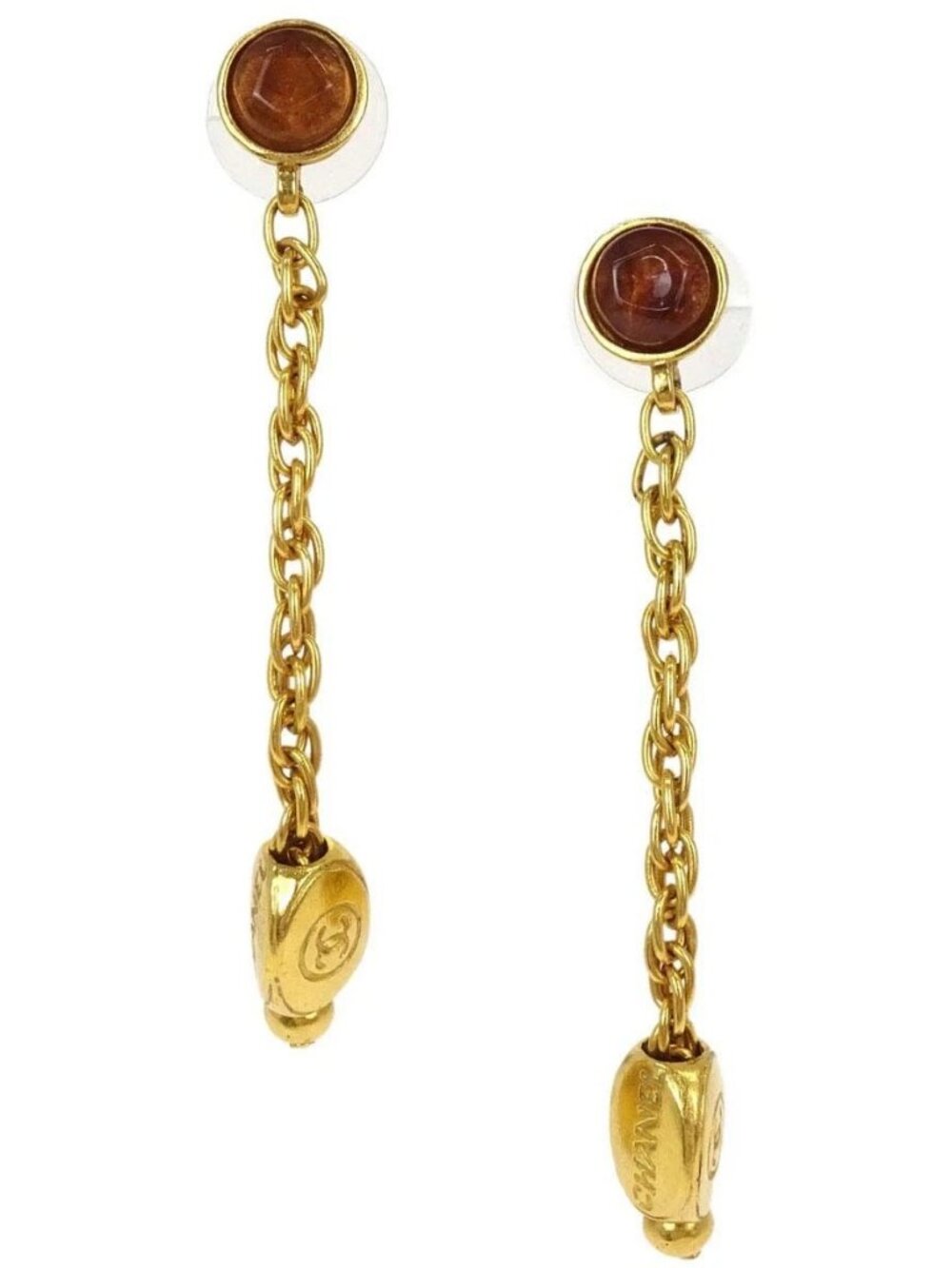 Chanel Dangle Pierced Earrings Gripoix Gold 99A 179286